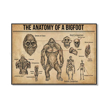 Load image into Gallery viewer, Bigfoot Anatomy Poster, Bigfoot Knowledge Poster, Bigfoot Lover, Retro Bigfoot Poster, Sasquatch Art Poster