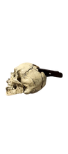 Load image into Gallery viewer, Spanish Conquistador Human Skull with Broad Ax Trauma Human skull Ax cast replica