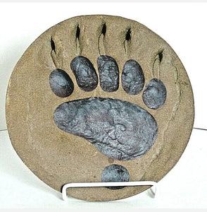 Grizzly Track #3  MC Paw Print Grizzly Track B W Shull 10.75" Diam Rare Plaster Bear footprint track cast replica