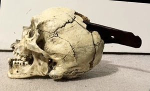 Spanish Conquistador Human Skull with Broad Ax Trauma Human skull Ax cast replica