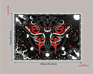 Mothman Tapestry Wall Hanging 1pc, Mothman Tapestry Skull Tapestry Gothic Tapestry Black Red Tapestry Mandala Tapestry For Home Bedroom Living Room Dorm Classroom Office Decor Wall Art Decor Gift