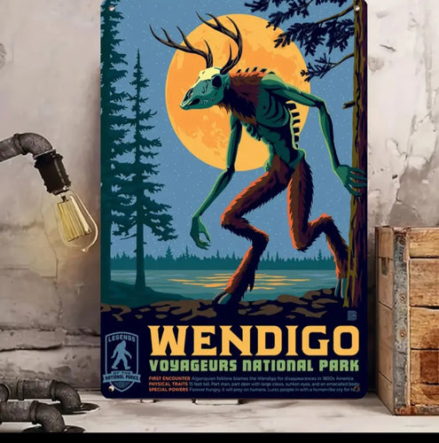 Wendigo Cryptid Cryptozoology Sheet SignAluminum Sign Metal Aluminum Sign Vintage, Aluminum Signs For Room, Signs Funny Vintage Outside, Aluminum Signs For Outdoors, Signs For Home Decor, Bar Home Decor