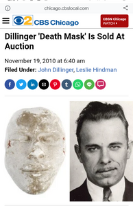 (Plaster) John Dillinger Death Mask Cast Life Cast LifeMask Death mask life cast (Plaster)