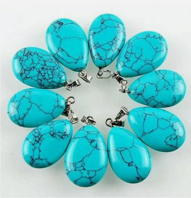 Charming Blue Turquoise Teardrop Pendant Bead