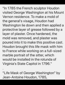 George Washington life mask death cast face head cast