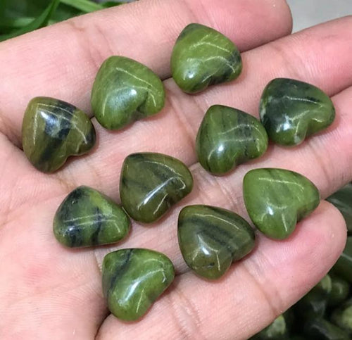 Natural Peridot Mini Loving Heart Quartz Crystal Reiki Heal Gem Green Heart