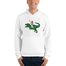 Load image into Gallery viewer, Jesus riding a dinosaur T-Rex Unisex hoodie